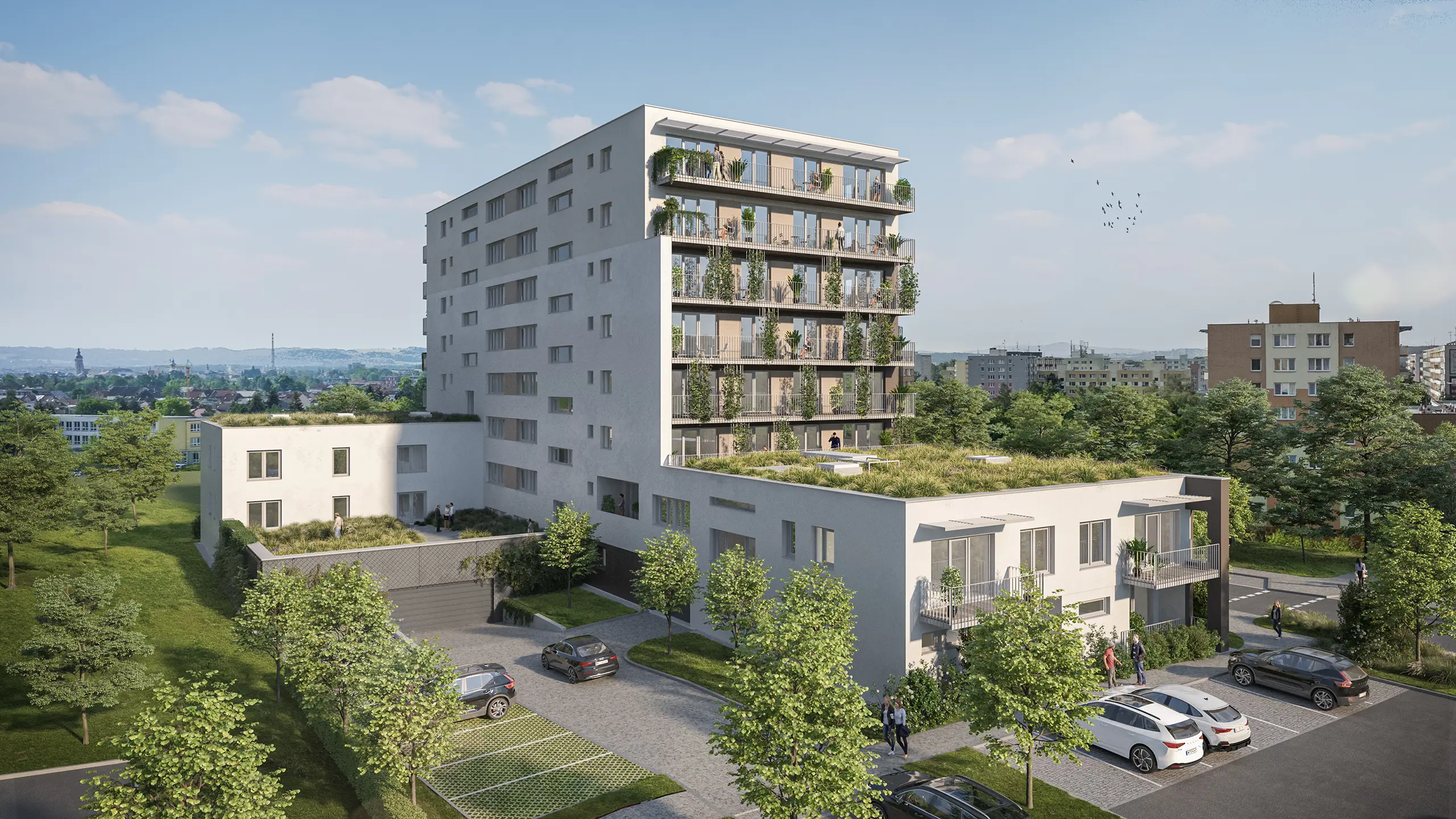 Vizualizace bytového domu Takt ve Čtyřech Dvorech
